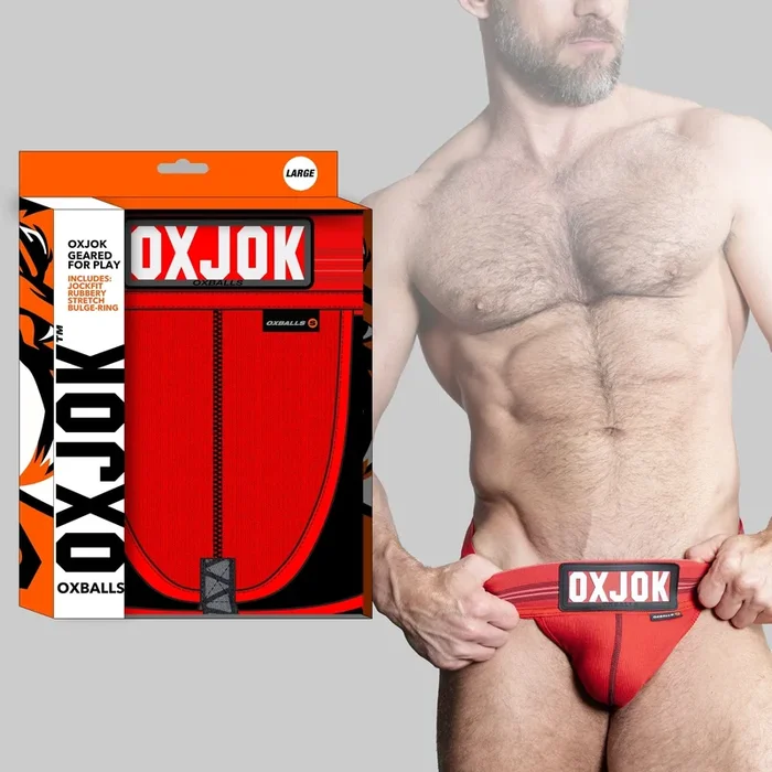 SLINGJOCK upthrust slider-strap jock, REDNESS HOT, LARGE