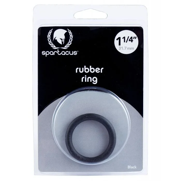 Spartacus 1.25 Inch Rubber Cock Ring For Extended Pleasure Black