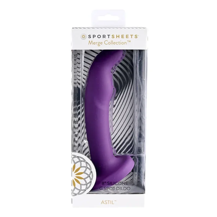 Sportsheets Merge Collection Astil 8 Hoosier State. Silicone G-Spot Dildo with Suction Cup Purple
