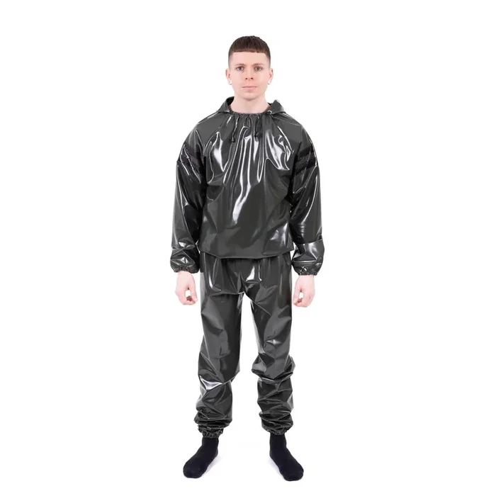 Striped Vinyl Tracksuit, Army Green/Black