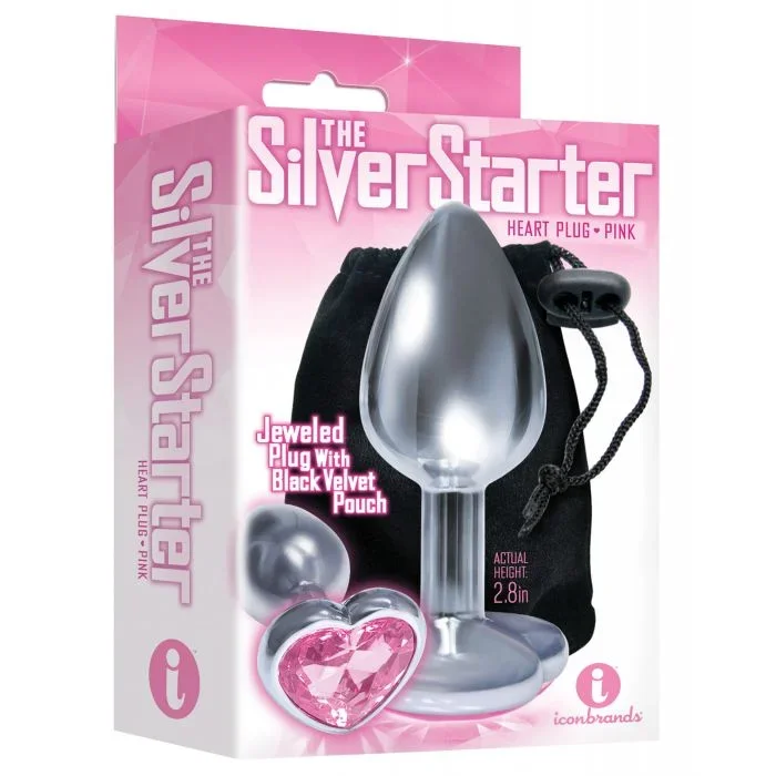 The 9’s The Silver Starter Bejeweled Heart Stainless Steel Plug – Pink