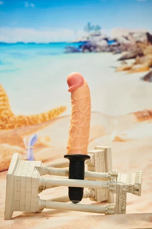 The Curved Dicktator 13 Mode Vibrating Giant Dildo Thruster by Master Series – FLESH