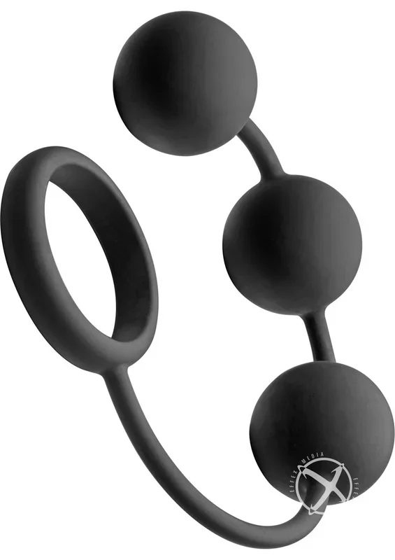 Tom of Finland Silicone Cock Ring with 3 Weighted Balls