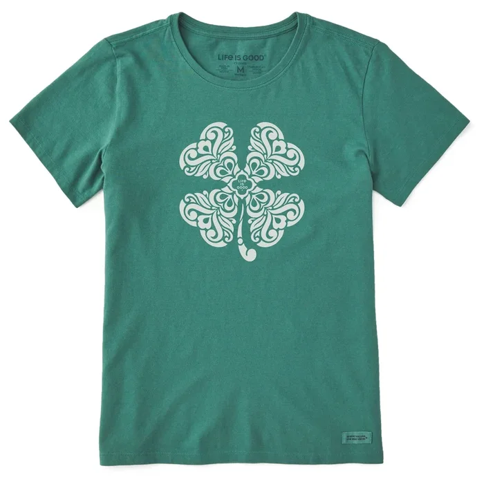 Women’s 4 Leaf Clover Swirl Short Sleeve Crusher Tee