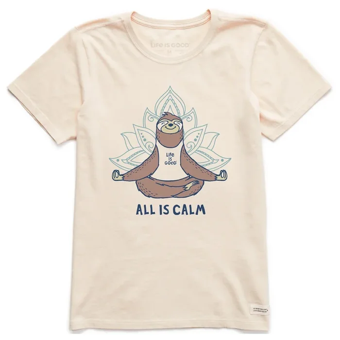 Women’s All is Calm Sloth Short Sleeve Crusher Tee
