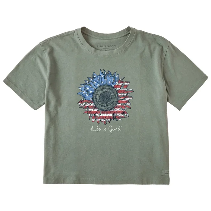 Women’s American Sunflower Short Sleeve Crusher Boxy Tee