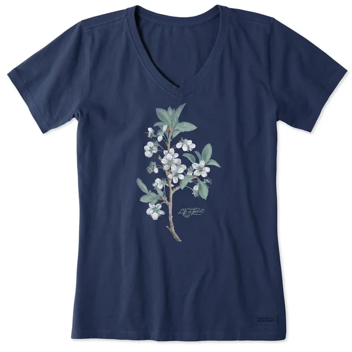 Women’s Antique Plum Blossom Painting Short Sleeve Crusher Vee