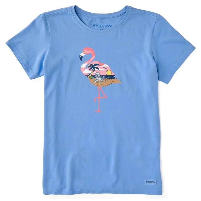 Women’s Beachy Flamingo Short Sleeve Crusher Tee