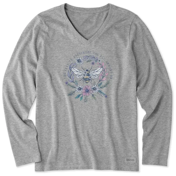 Women’s Bee Happiness All Around Long Sleeve Crusher Vee