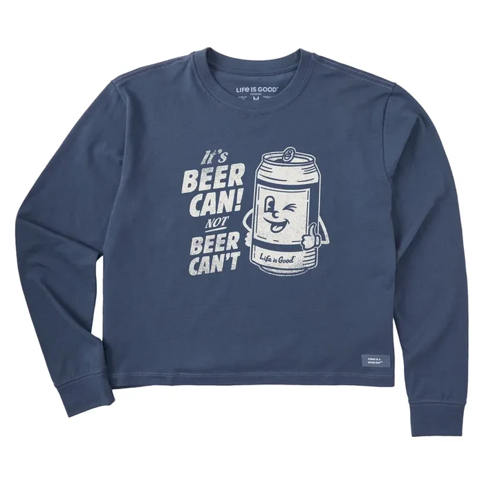 Women’s Beer Can Long Sleeve Crusher Boxy Tee
