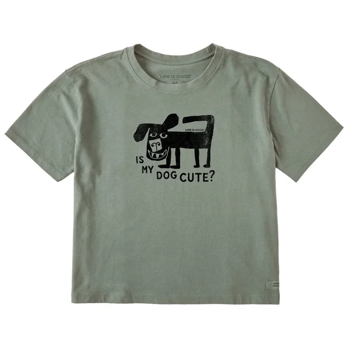 Women’s Is My Dog Cute? Short Sleeve Crusher Boxy Tee