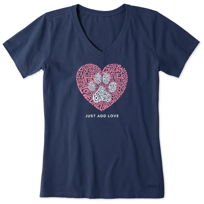 Women’s Just Add Love Paw Heart Short Sleeve Vee