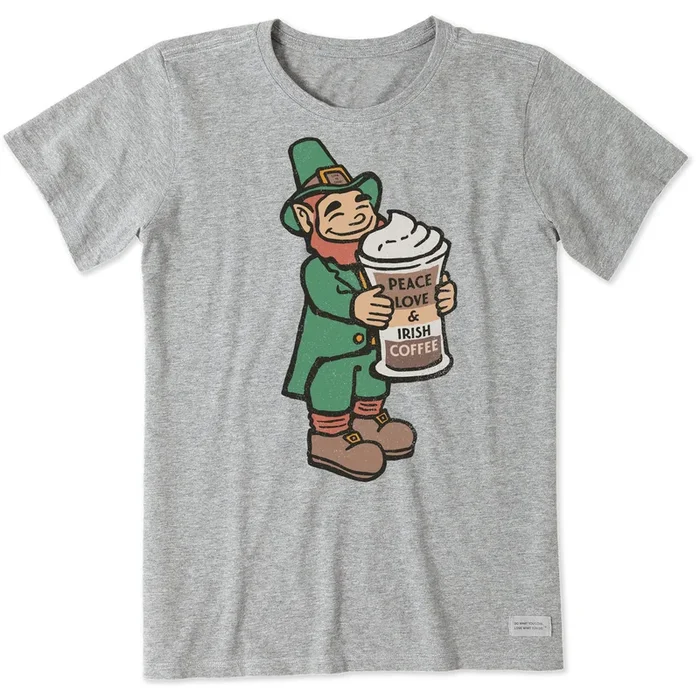 Women’s Peace, Love and Irish Coffee Short Sleeve Crusher Tee