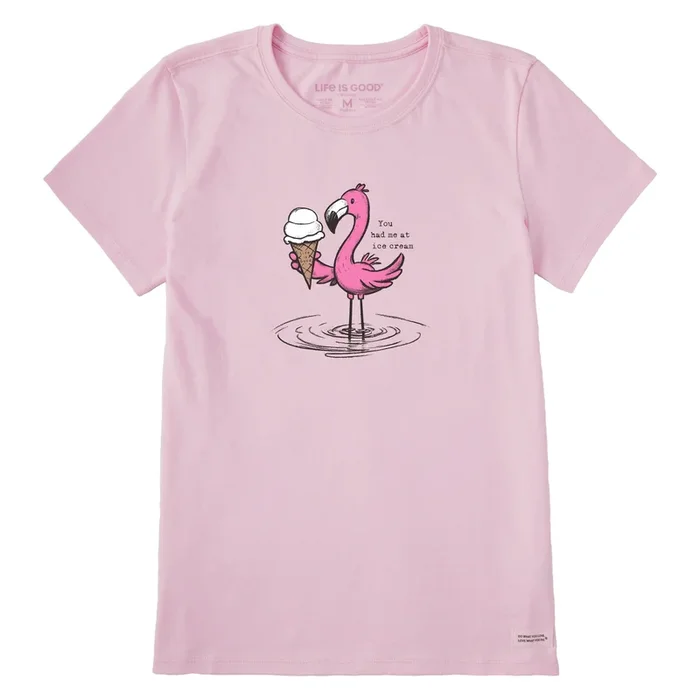 Women’s You Had Me at Ice Cream Flamingo Short Sleeve Tee