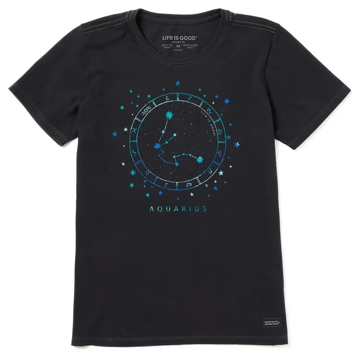 Women’s Zodiac Constellation Aquarius Short Sleeve Crusher Tee
