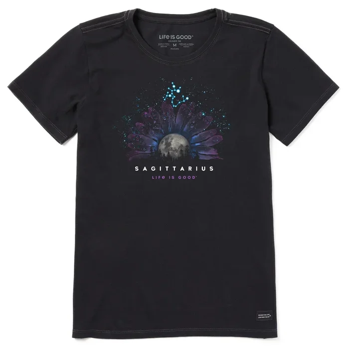 Women’s Zodiac Moonflower Sagittarius Short Sleeve Crusher Tee
