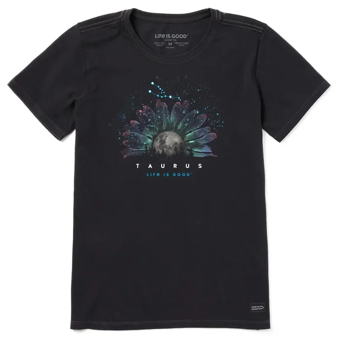 Women’s Zodiac Moonflower Taurus Short Sleeve Crusher Tee