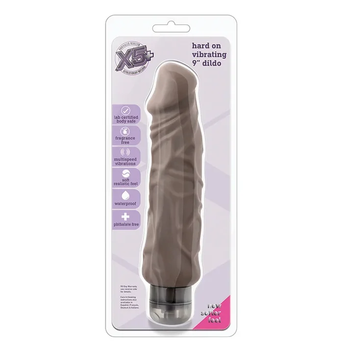 X5 Hard On Vibrating 9″ Dildo-Brown